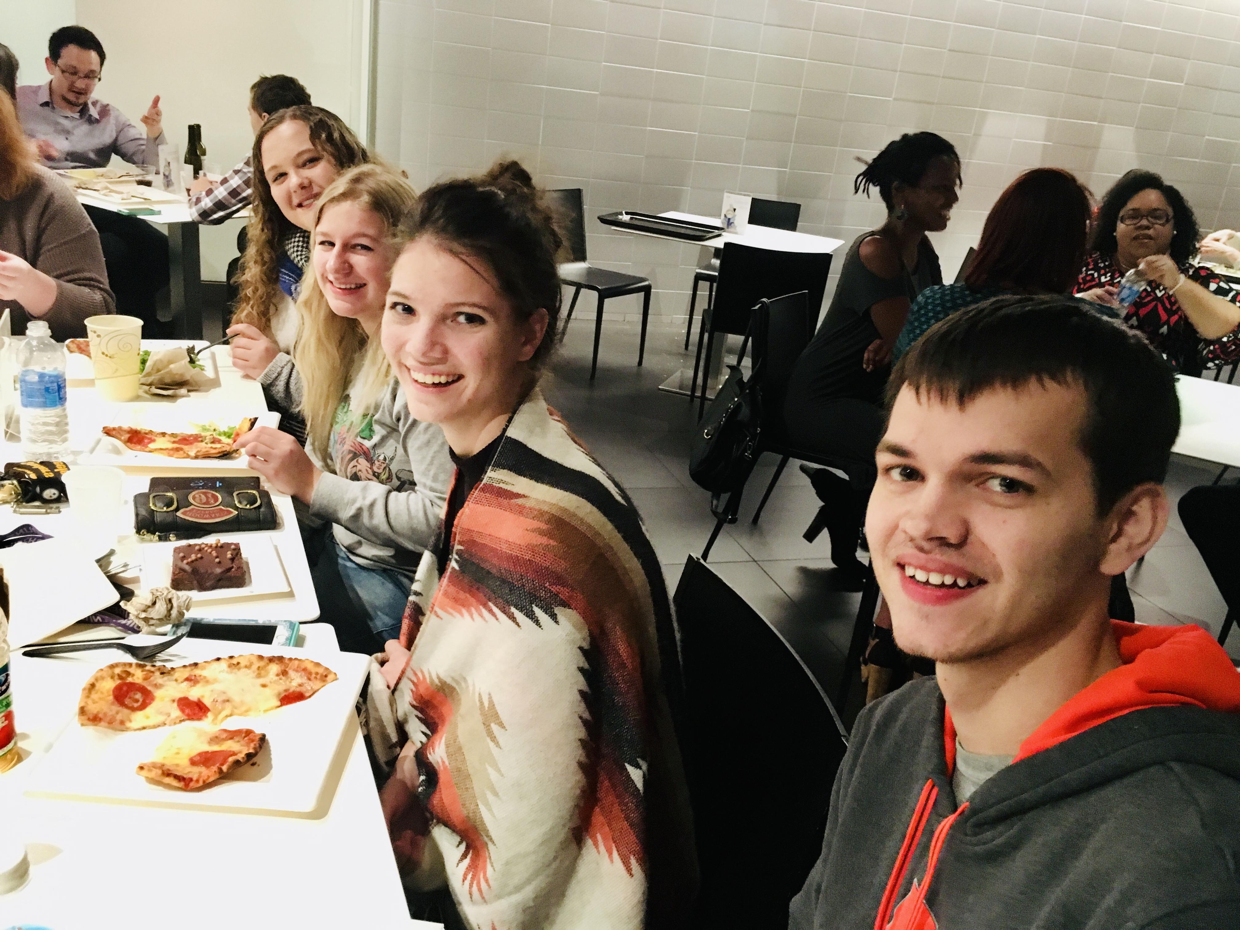 students with dinner